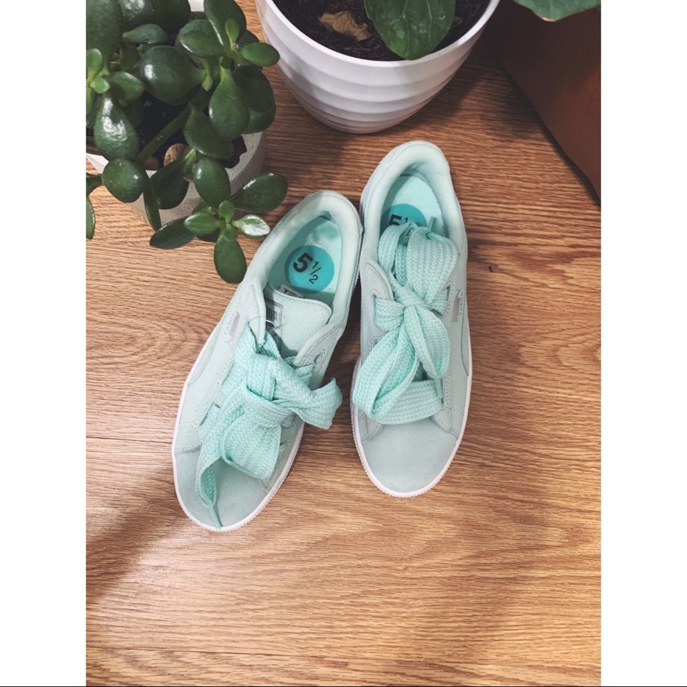 Mint Green Suede Puma Shoes